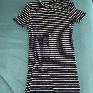 Blue and white stripe body con dress